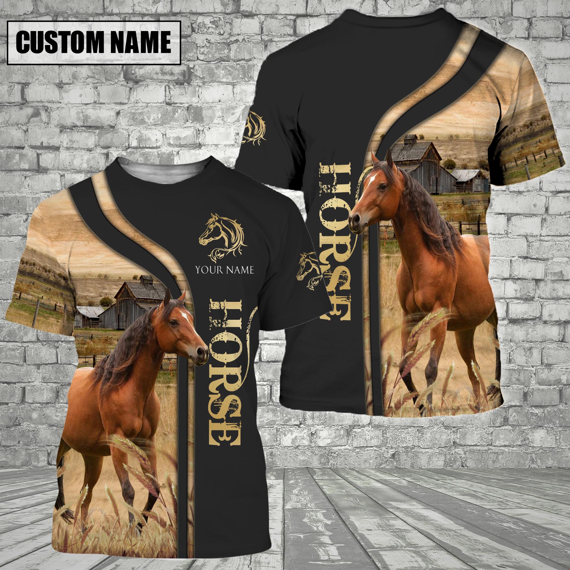 Customized Name Name Horse On The Farm 3D T - Shirt 2023