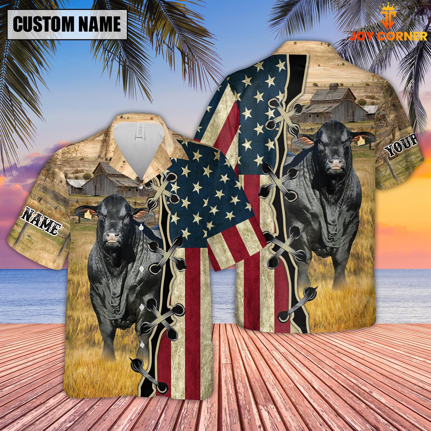 Brangus On Farms Custom Name American Flag 3D Shirt