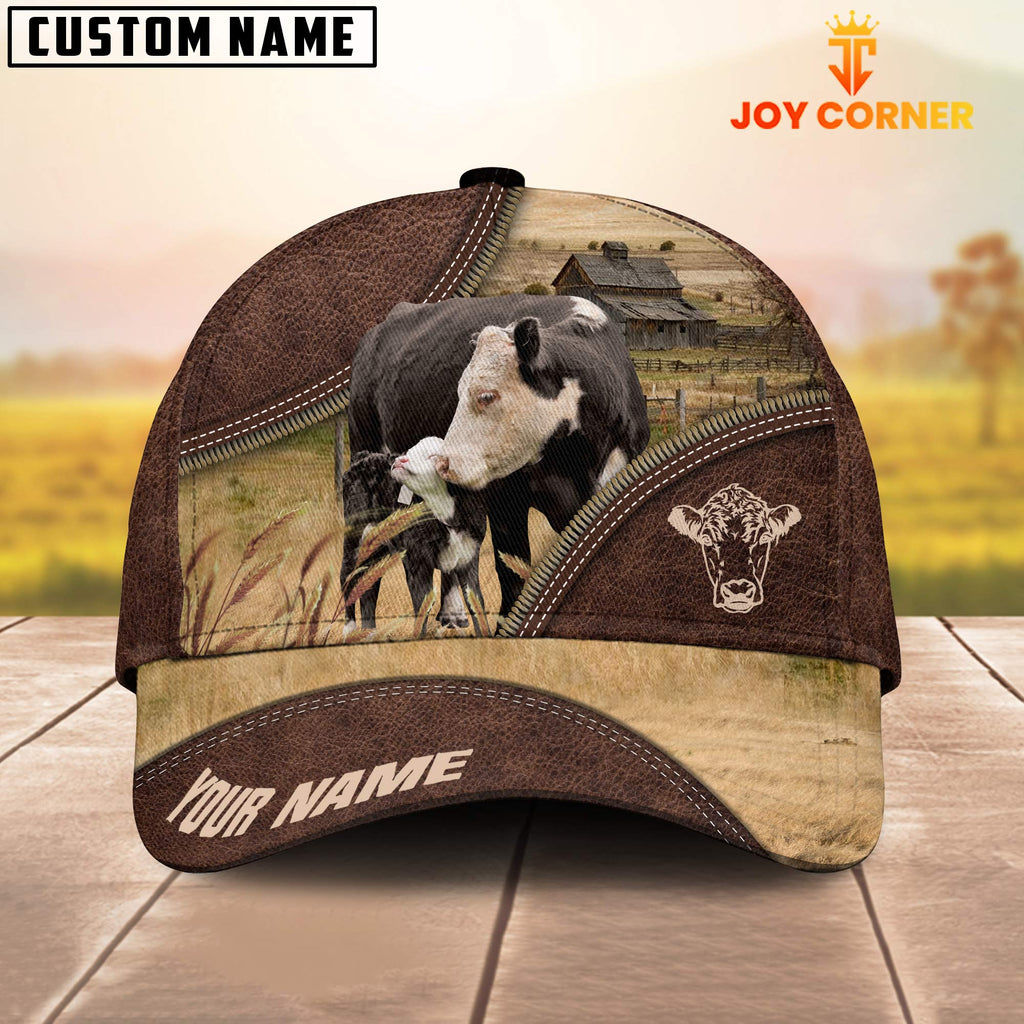 Black Hereford On The Farm Customized Name 3D Brown Cap