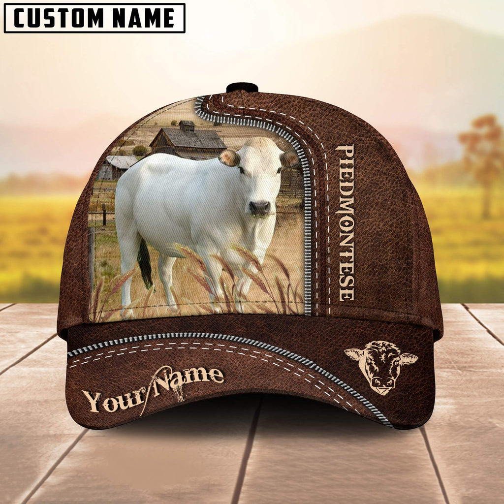 Piedmontese Customized Name Leather Pattern Cap