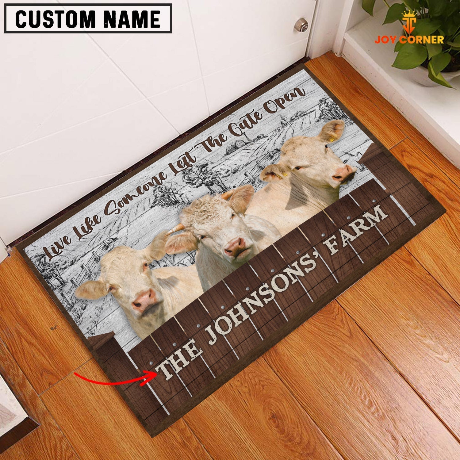 Charolais Custom Name - Live Like Someone Left The Gate Open Doormat