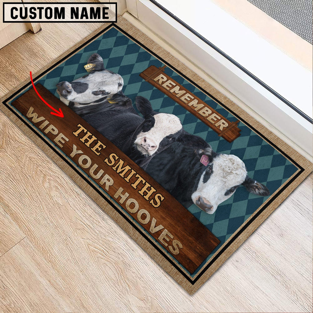 Black Baldy Wipe Your Hooves Custom Name Doormat