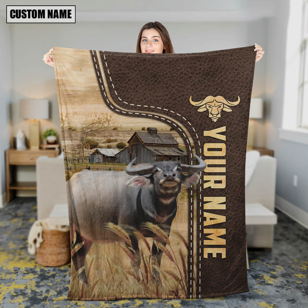 Personalized Name Buffalo Leather Pattern Blanket