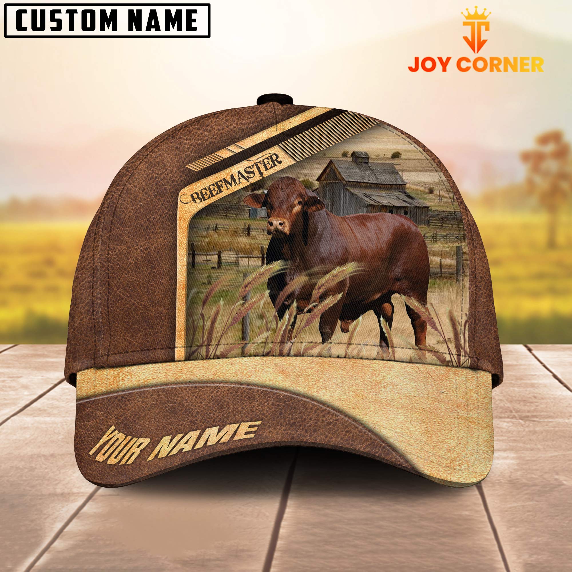 Beefmaster Cattle Customized Name Brown Farm Cap