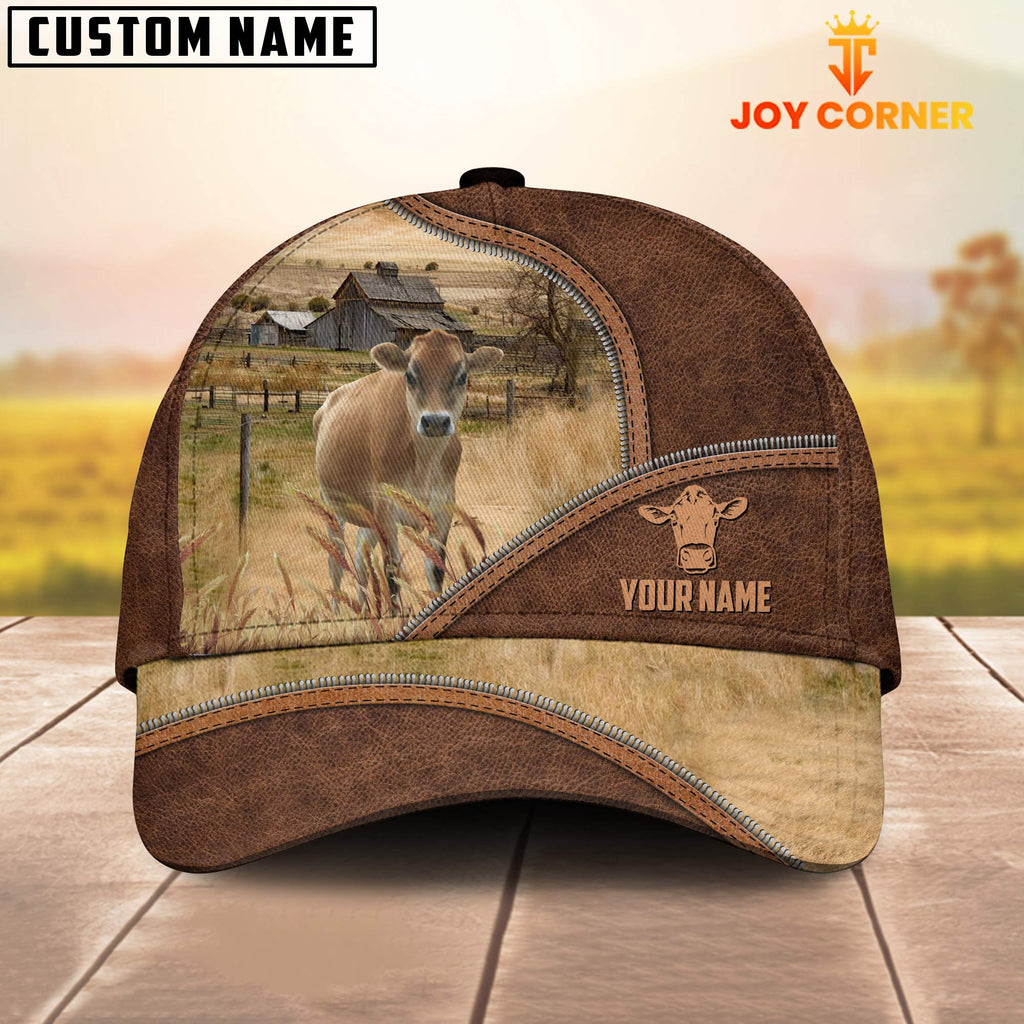Jersey Zipper Leather Pattern Customized Name Cap