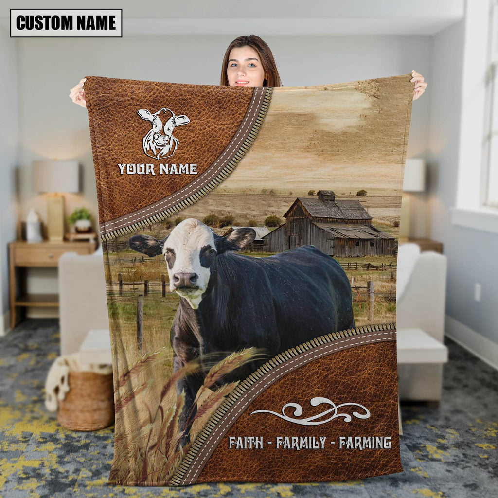 Personalized Name Black Baldy Faith Family Farming Blanket