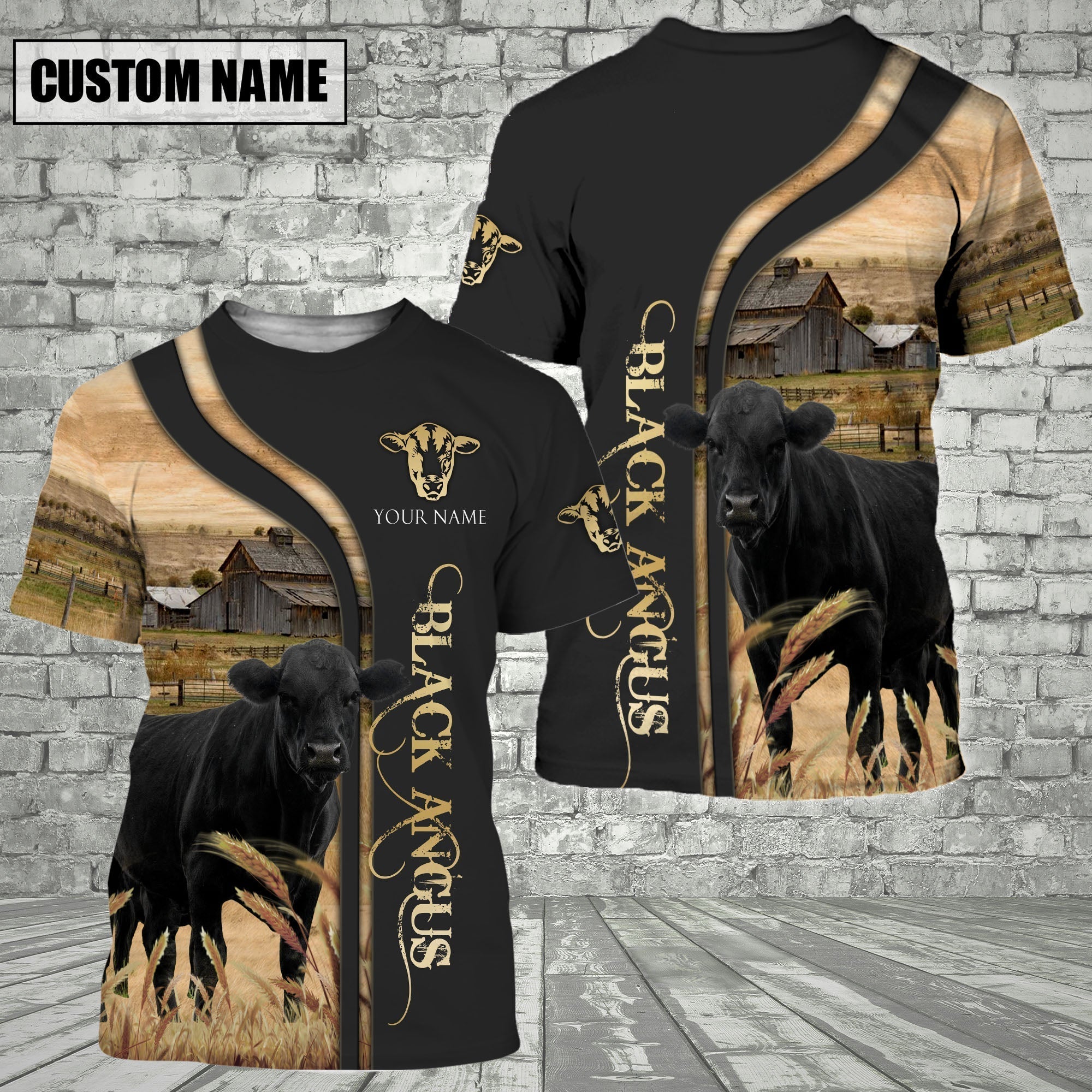 Customized Name Name Angus On The Farm 3D T - Shirt 2023