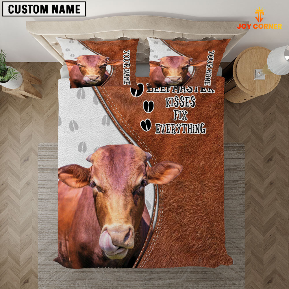 Beefmaster Kisses Fix Everything Custom Name Bedding Set