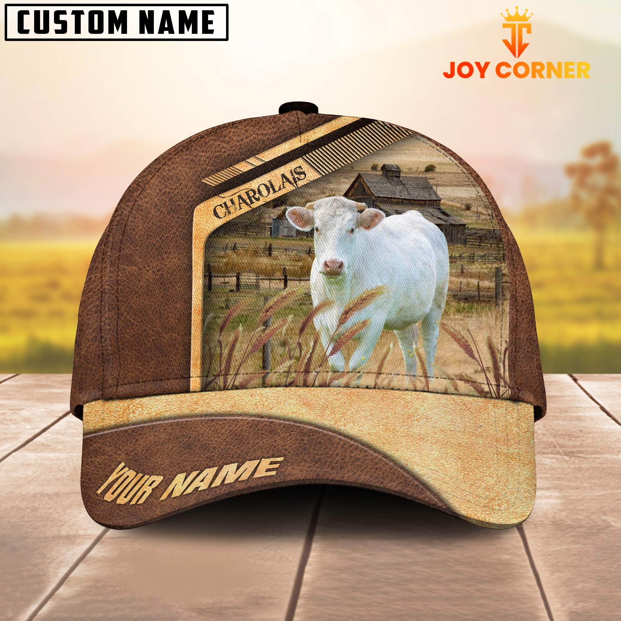 Charolais Cattle Customized Name Brown Farm Cap