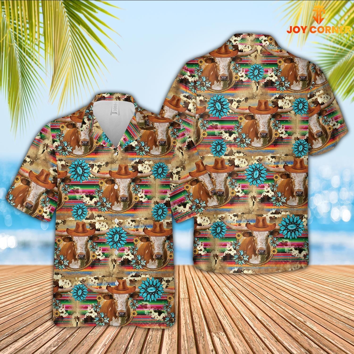 Texas Longhorn Cowboy Pattern 3D Hawaiian Shirt