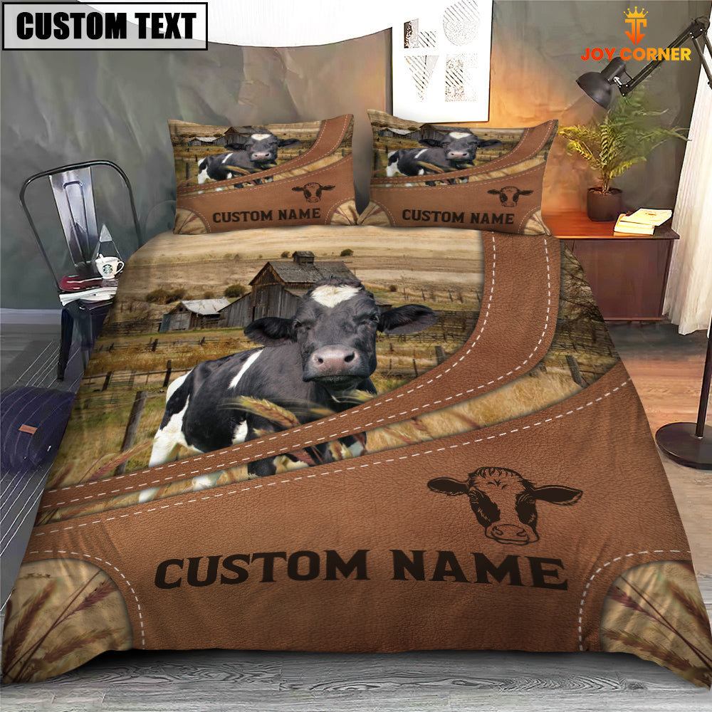 Custom Name Holstein On Farm Bedding Set