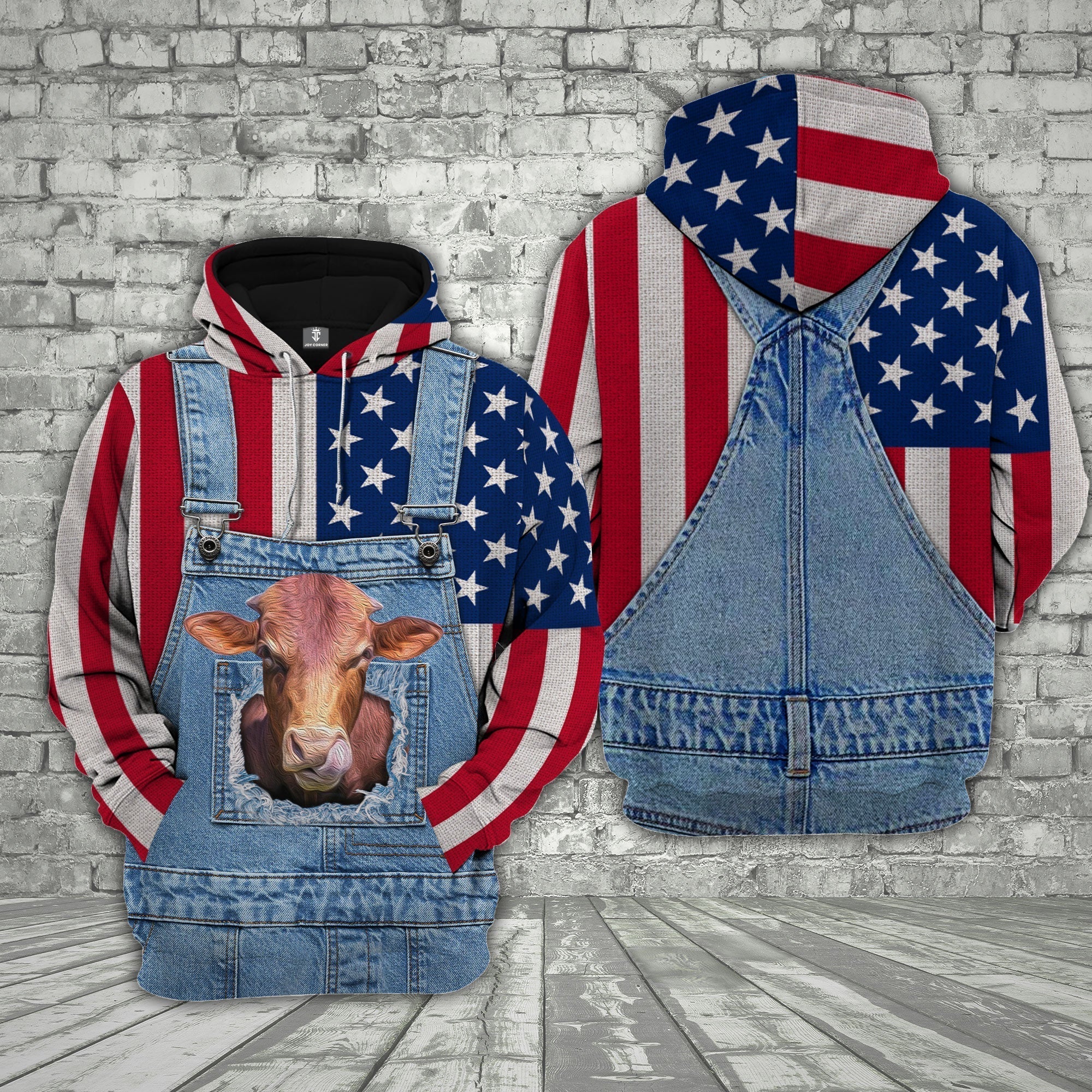 Beefmaster Cattle US Flag Farm Personalized 3D Hoodie