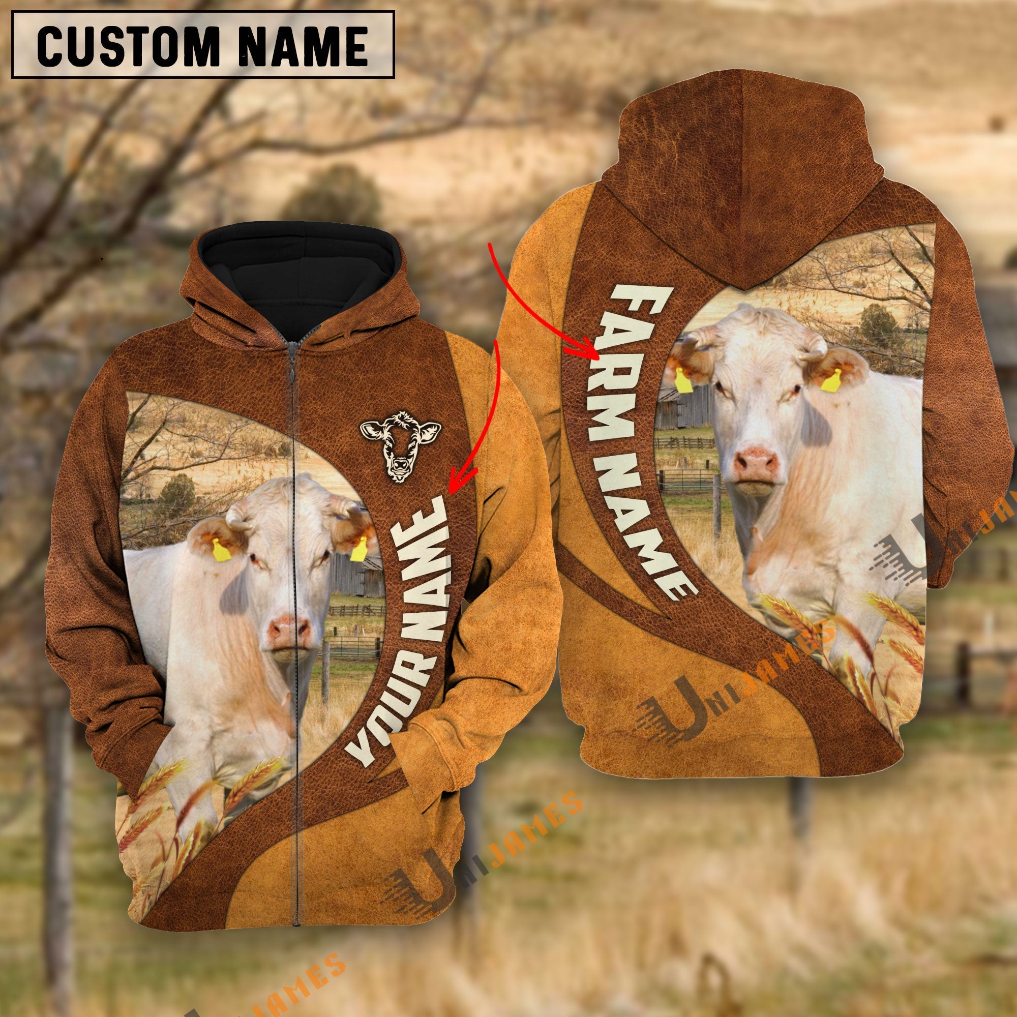 Charolais Farming Life Personalized Name 3D Hoodie