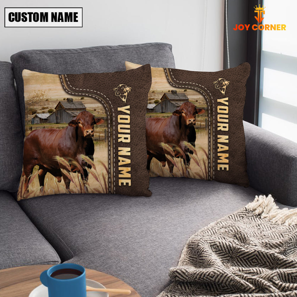 Beefmaster Custom Name Leather Pattern Pillow Case