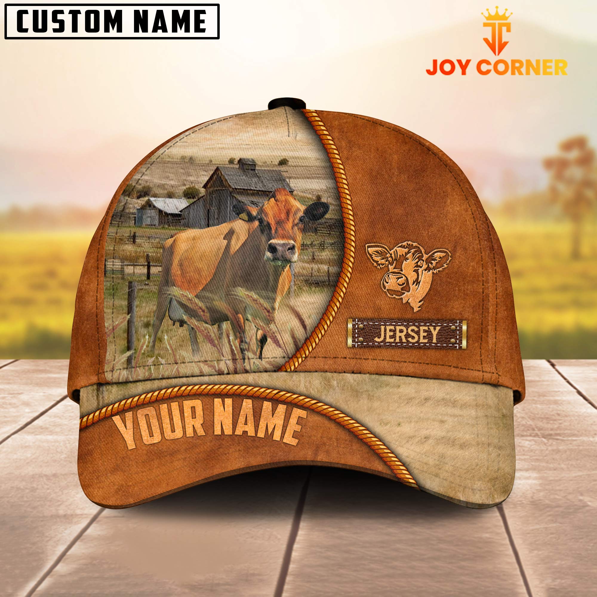 Custom Name Jersey Leather Pattern Cap TT9