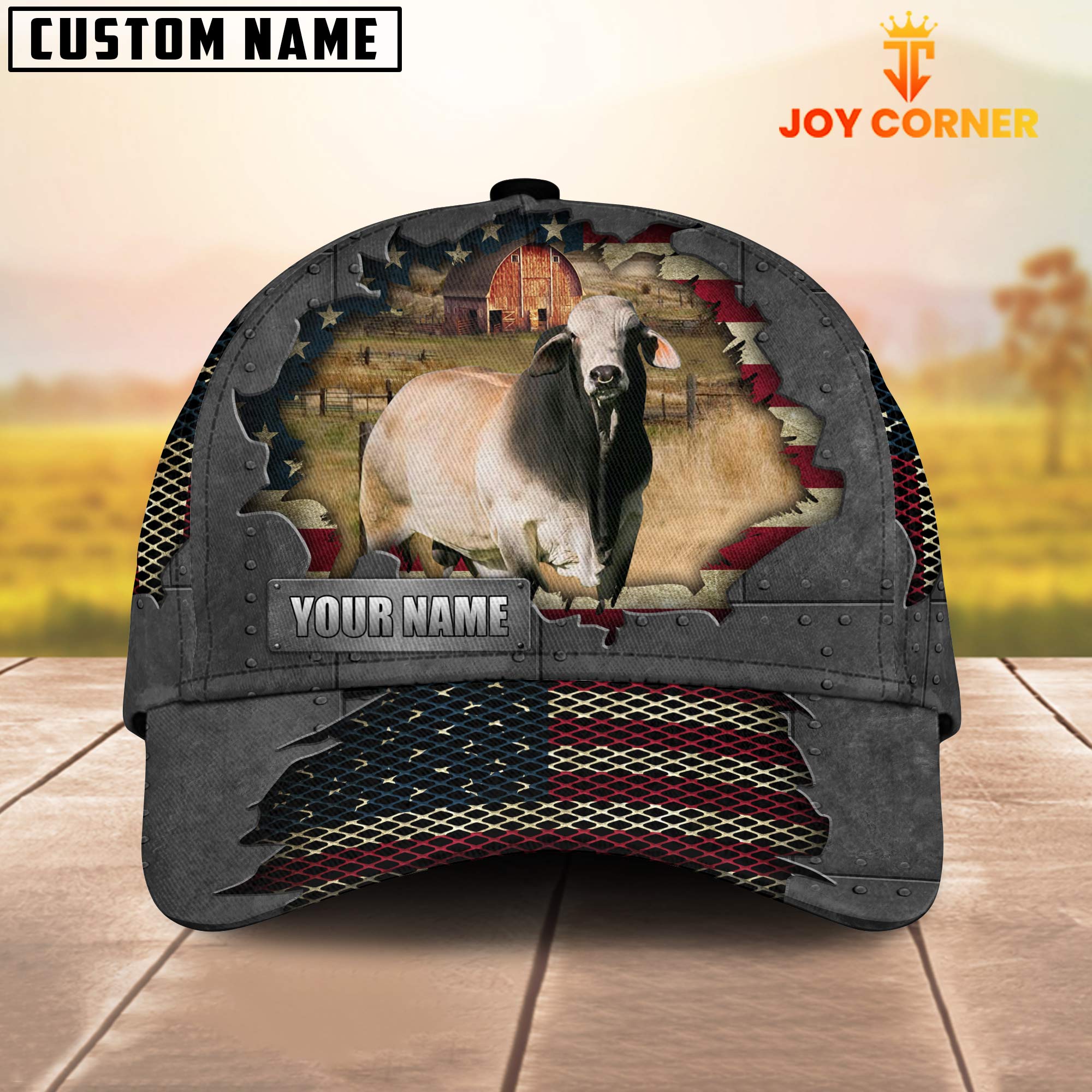 Brahman Customized Name US Flag Net Cap