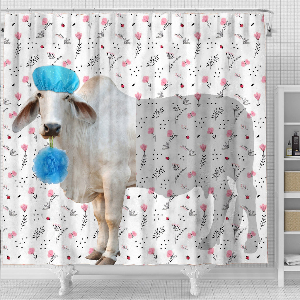 Brahman Cattle Flower 3D Shower Curtain