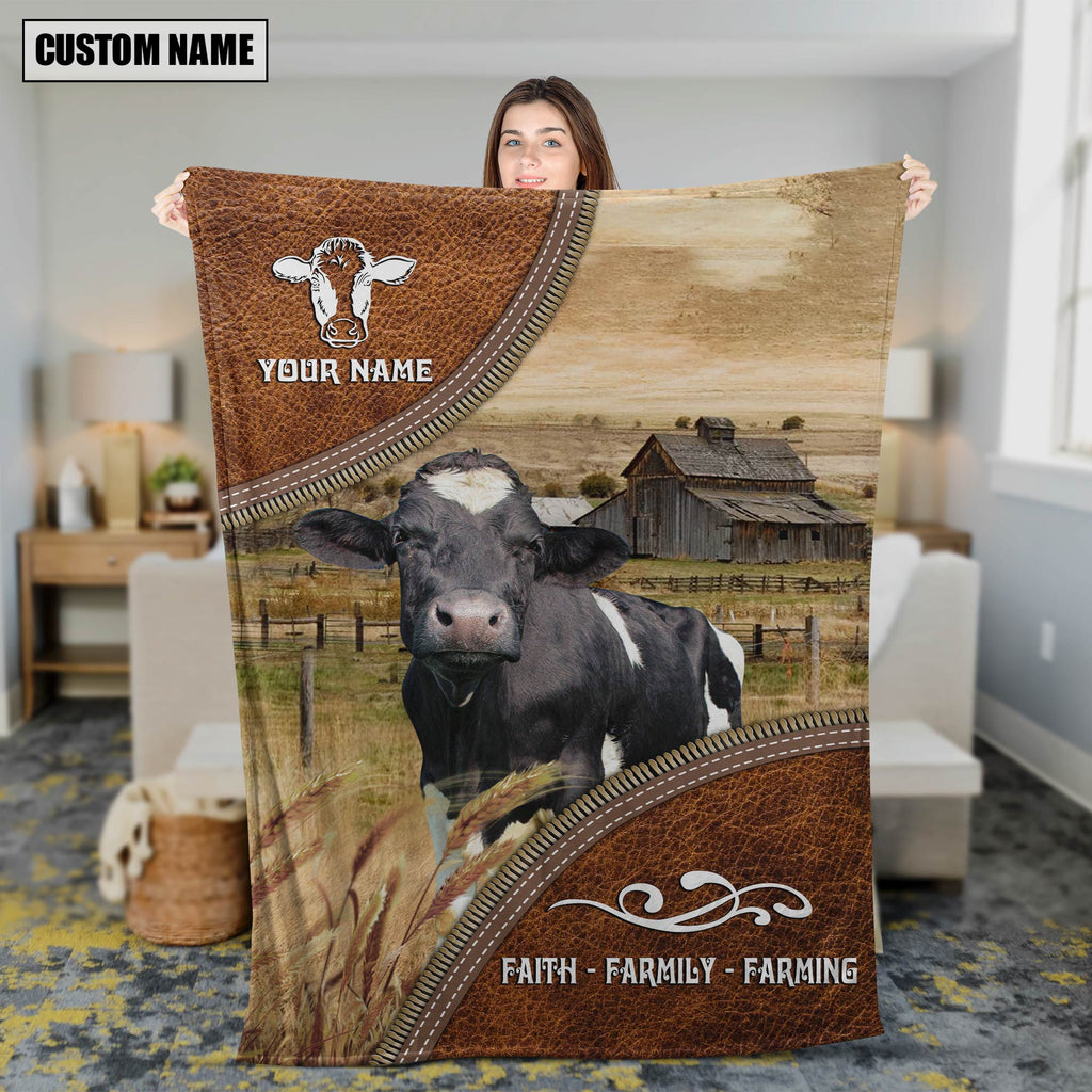 Personalized Name Holstein Faith Family Farming Blanket