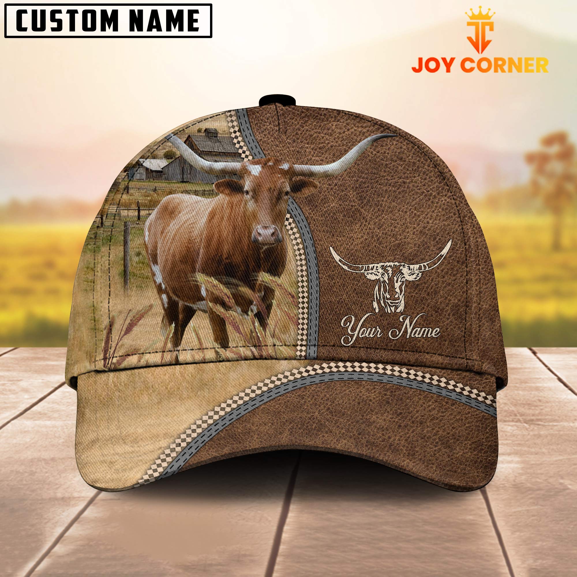 Personalized Name Texas Longhorn Farming Cap