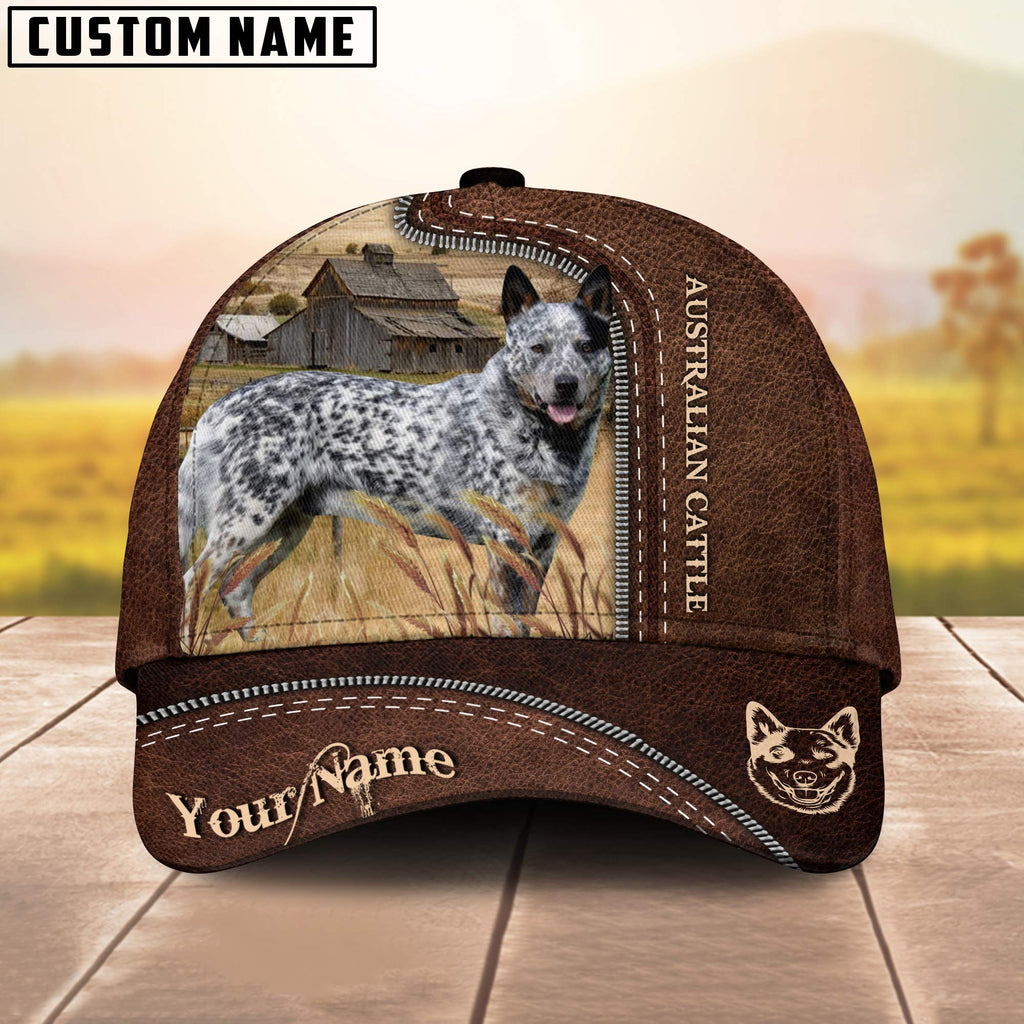 Australian Cattle Dog Customized Name Leather Pattern Cap