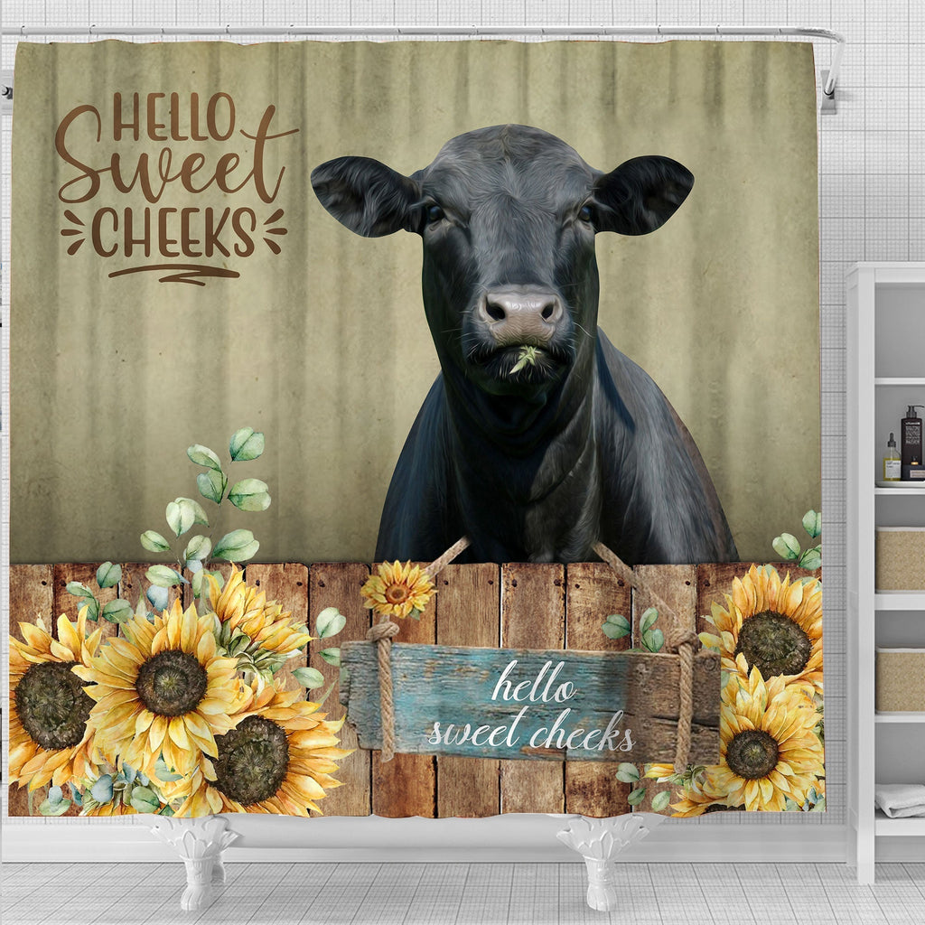 Black Angus Hello Sweet Cheeks 3D Shower Curtain