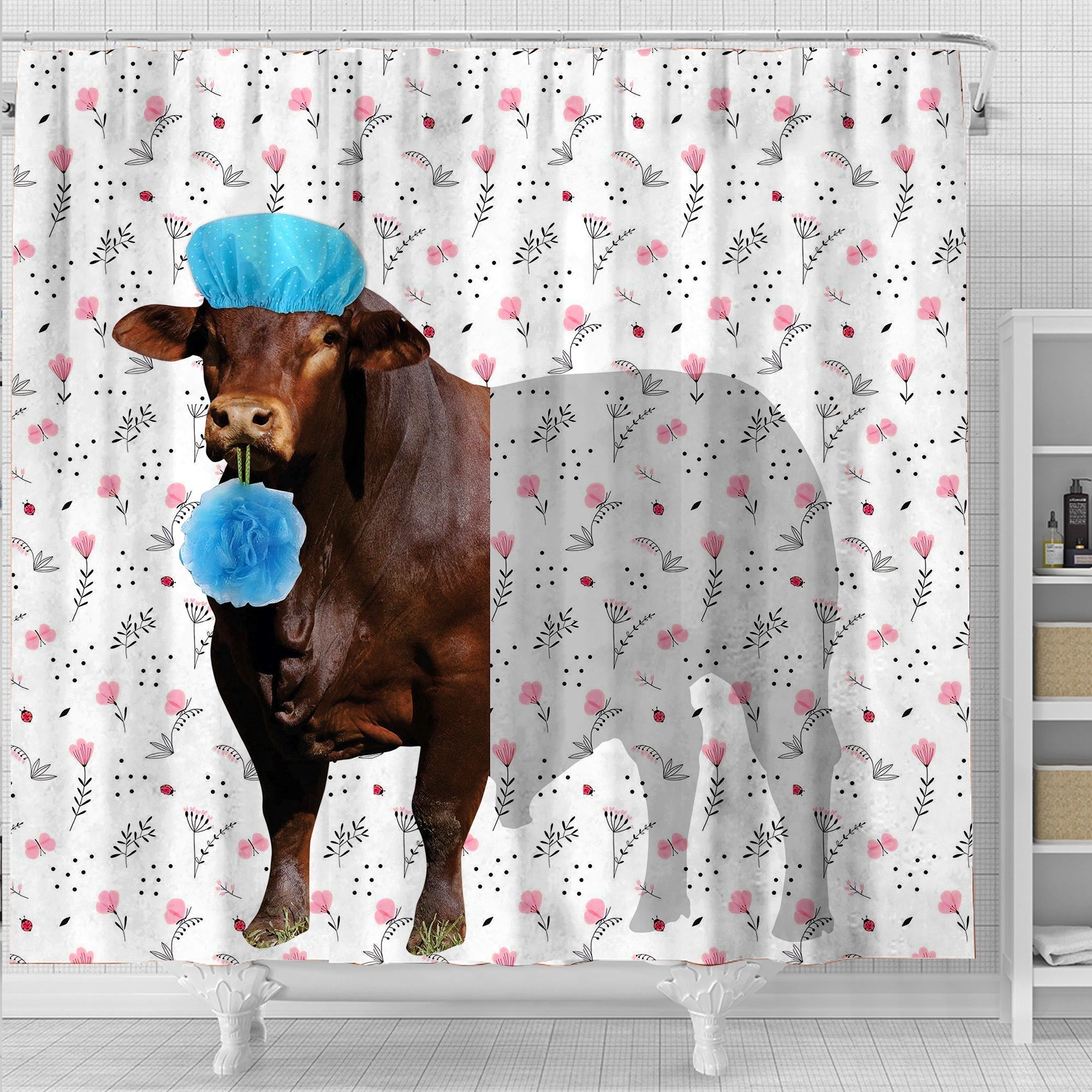 Beefmaster Flower 3D Shower Curtain