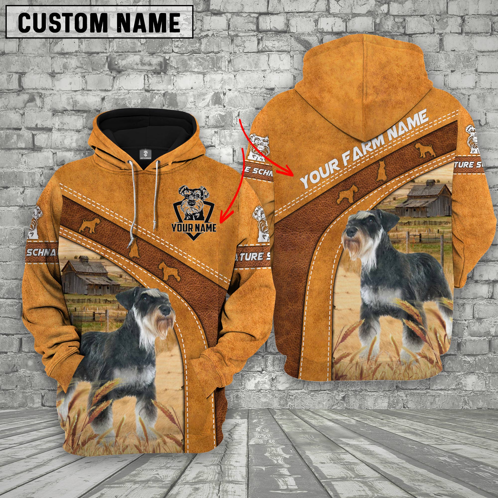 Miniature Schnauzer Races Custom Name Printed 3D Hoodie