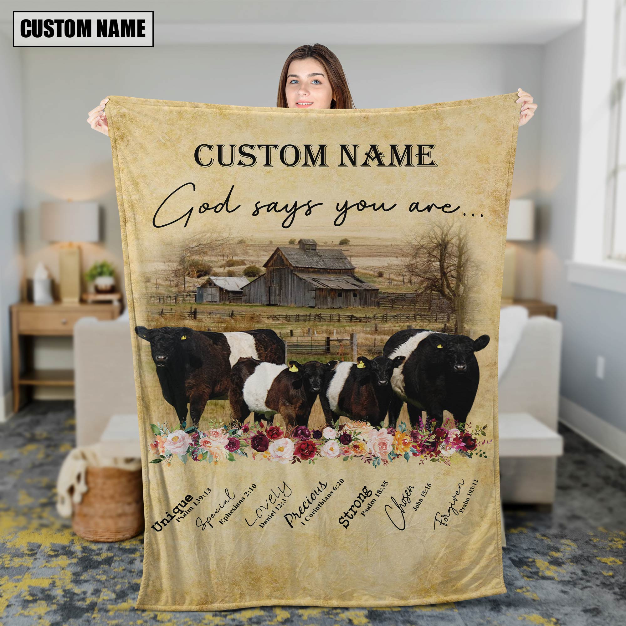 God Says You Are - Personalized Name Charolais No Horn Blanket