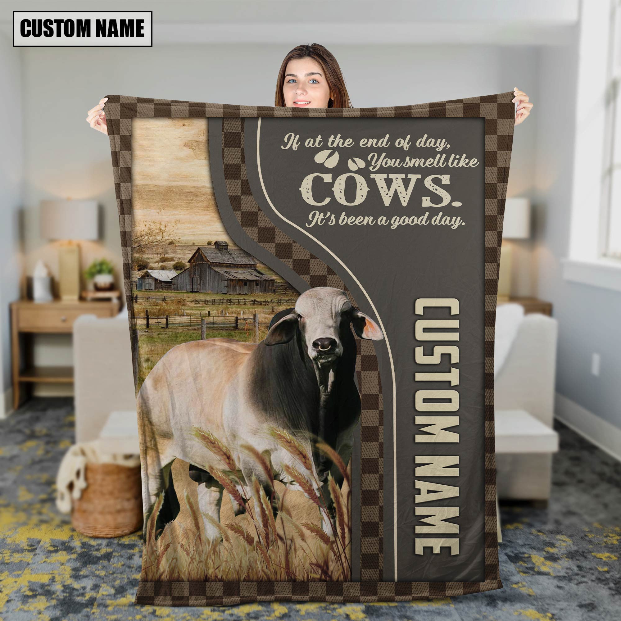 Personalized Name Brahman A Good Day Blanket