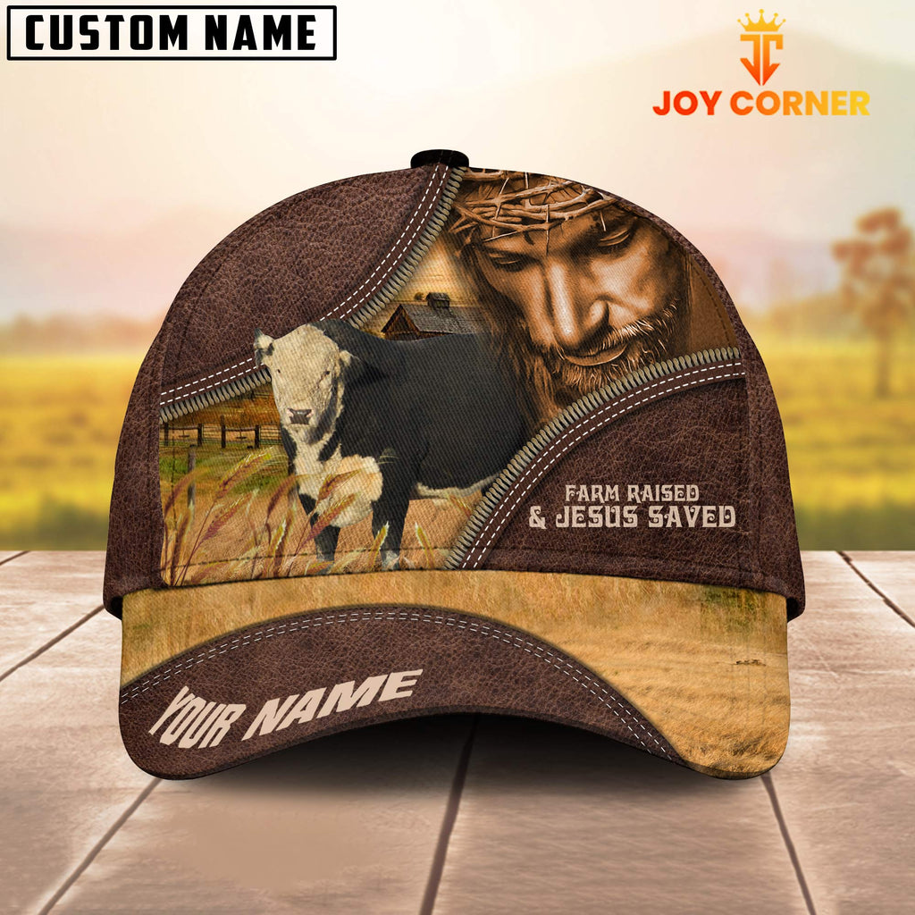 Black Hereford Farm & Jesus Customized Name Cap