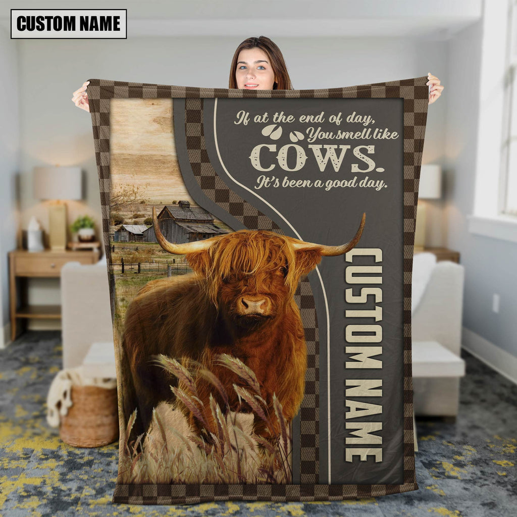 Personalized Name Highland A Good Day Blanket