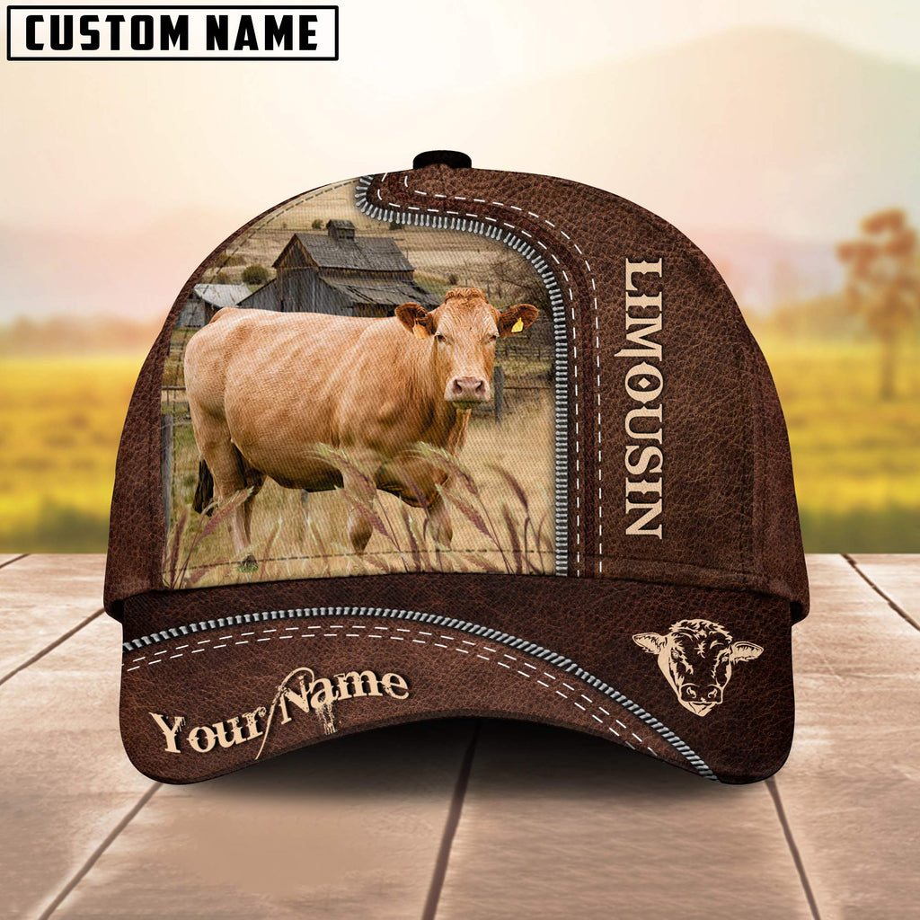 Limousin Customized Name Leather Pattern Cap