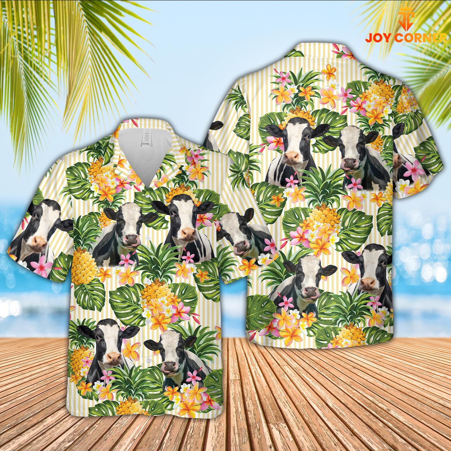 Holstein Pineapple Pattern Hawaiian Shirt