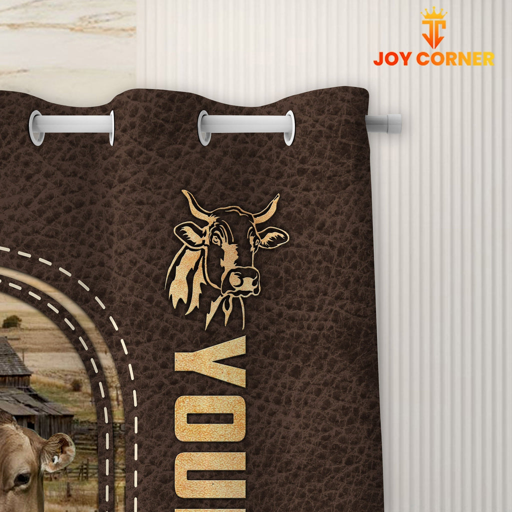 Brown Swiss Leather Pattern Custom Name Shower Curtain