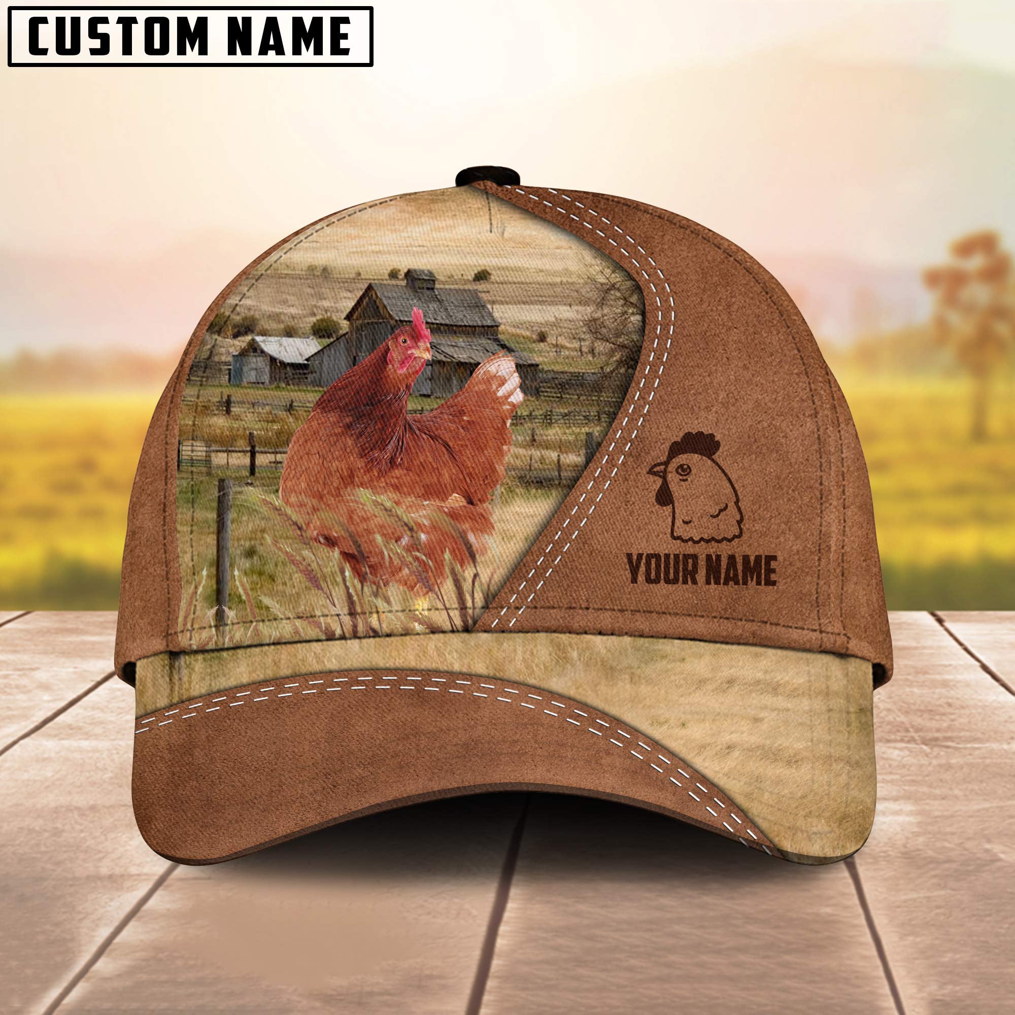 Chicken Customized Name Brown Cap