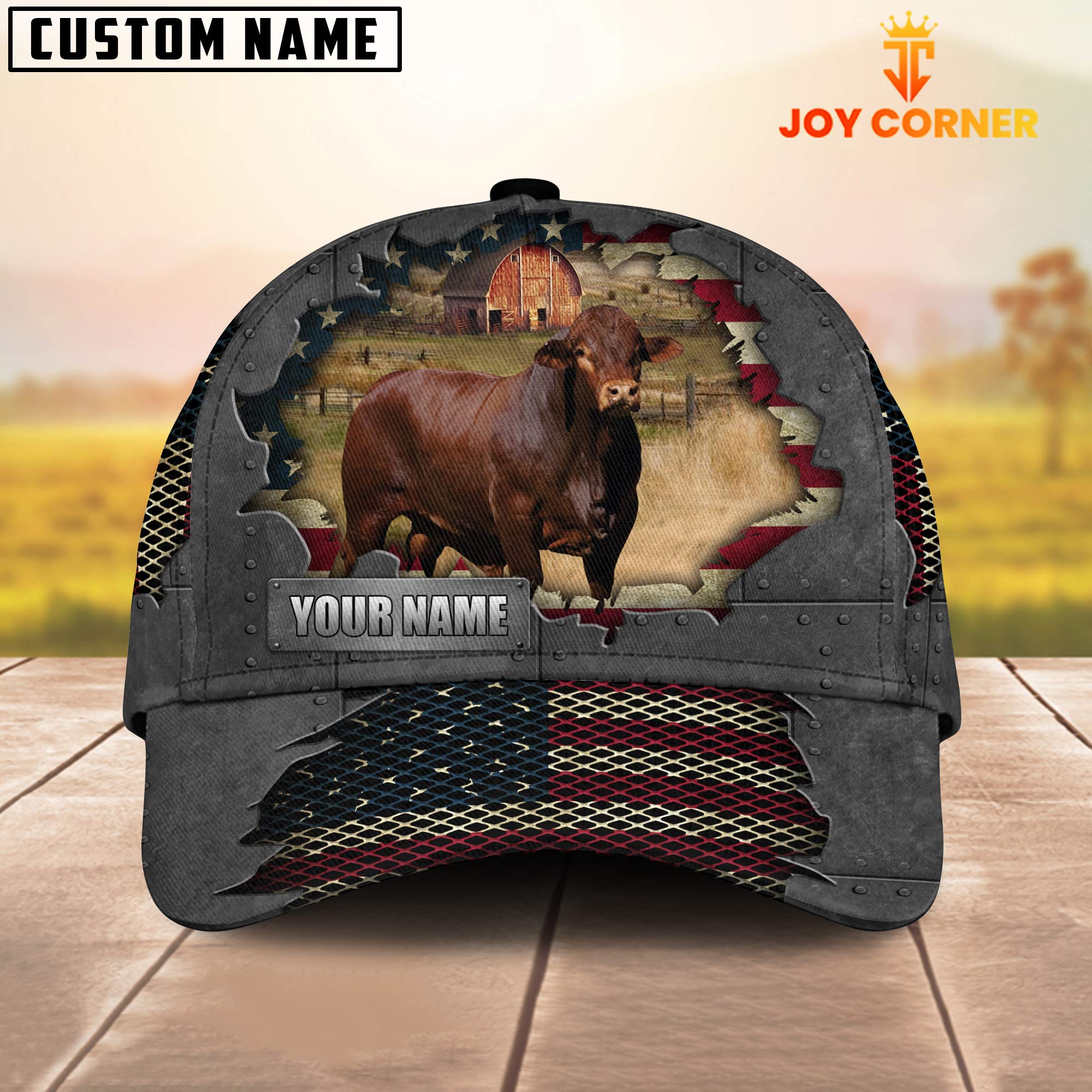 Beefmaster Customized Name US Flag Net Cap