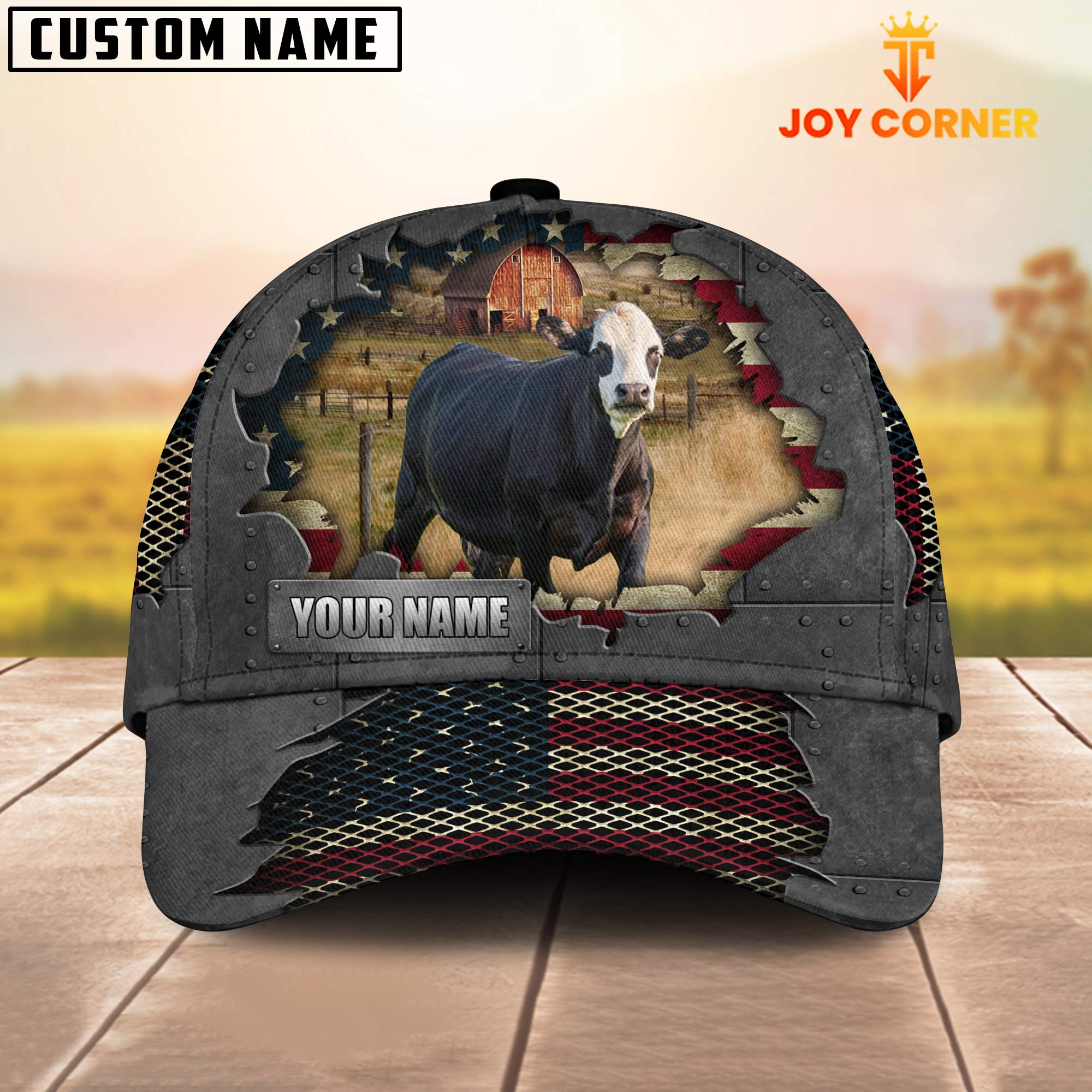 Black Baldy Customized Name US Flag Net Cap
