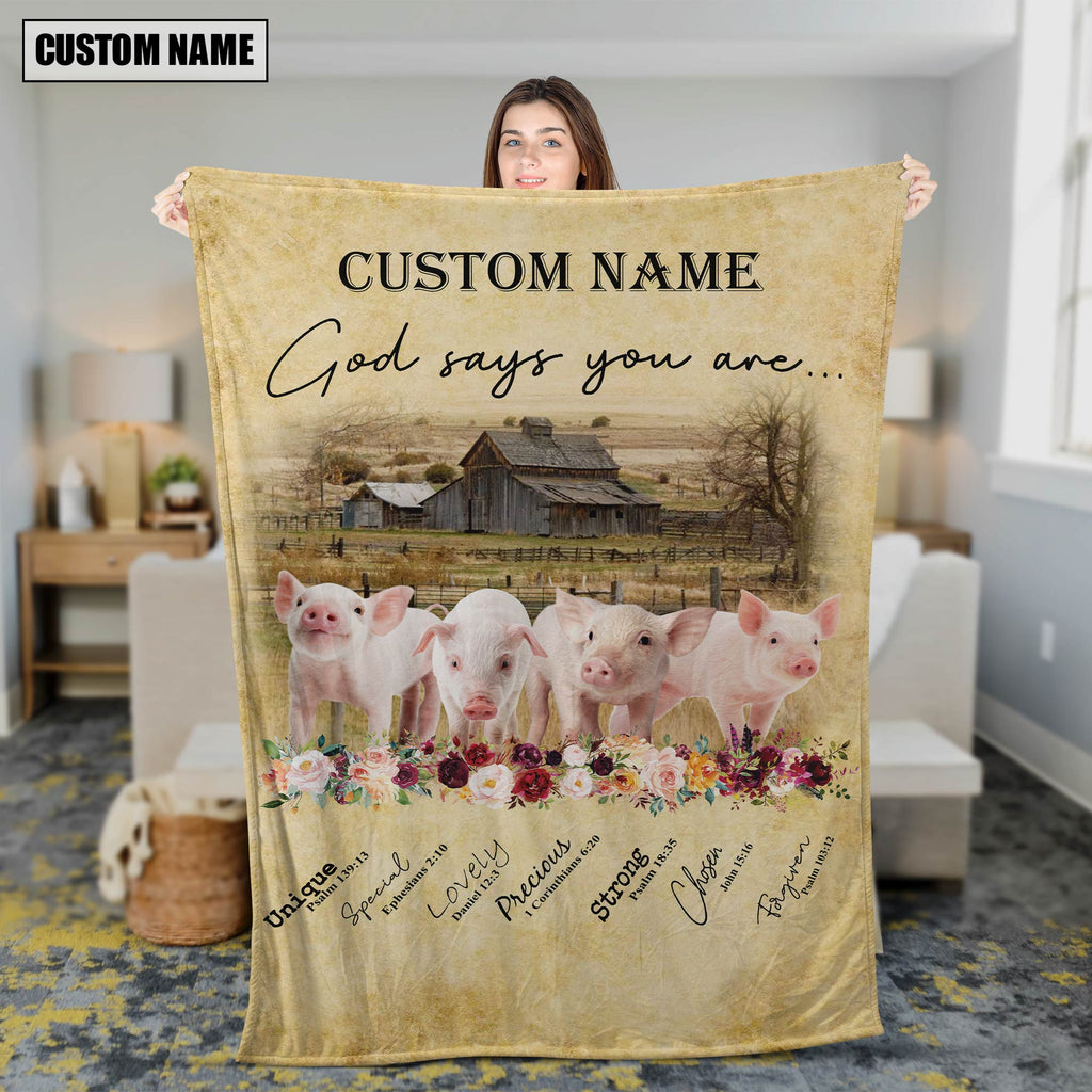 God Says You Are - Personalized Name Pig Blanket