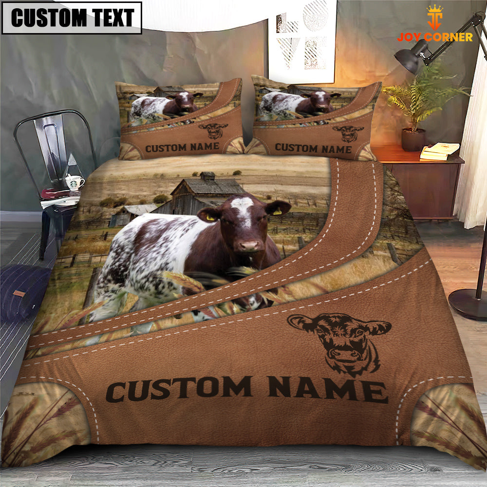 Custom Name Shorthorn On Farm Bedding Set