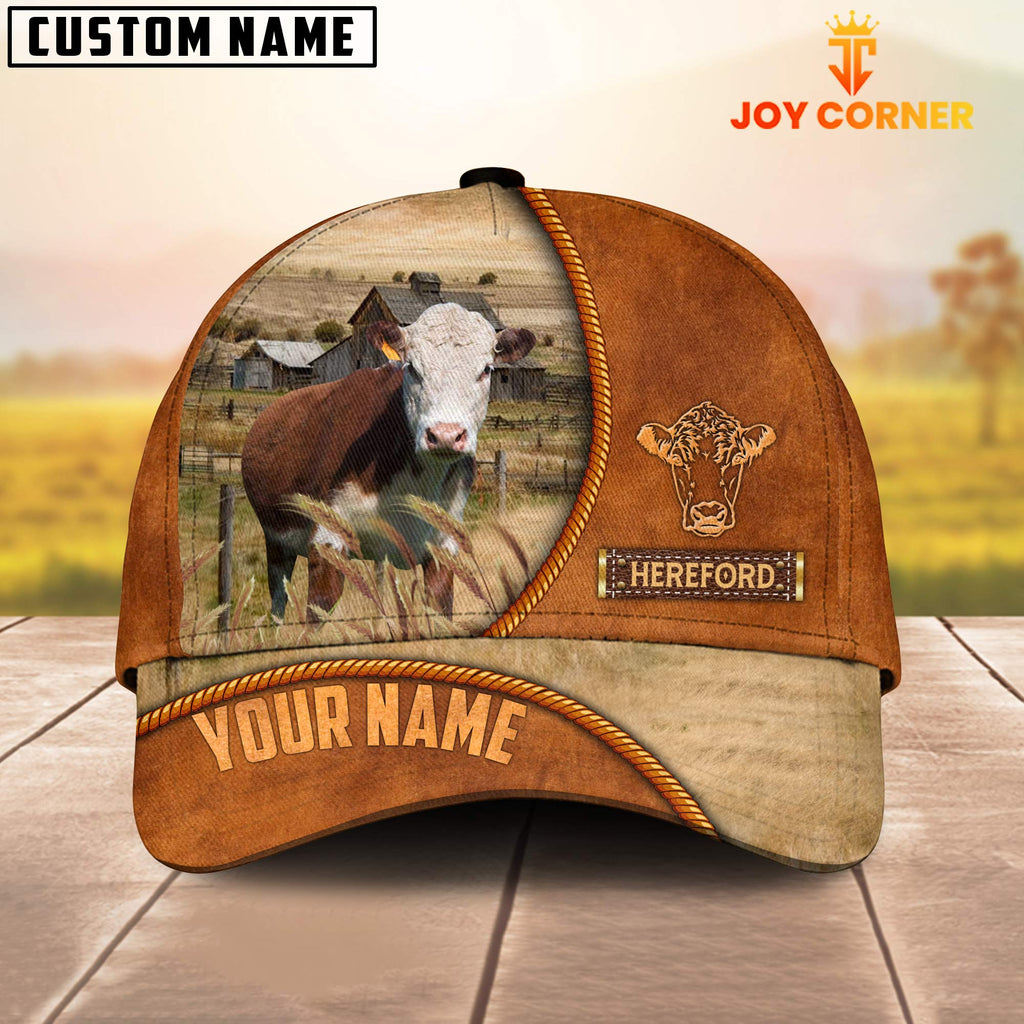 Custom Name Hereford Leather Pattern Cap TT6