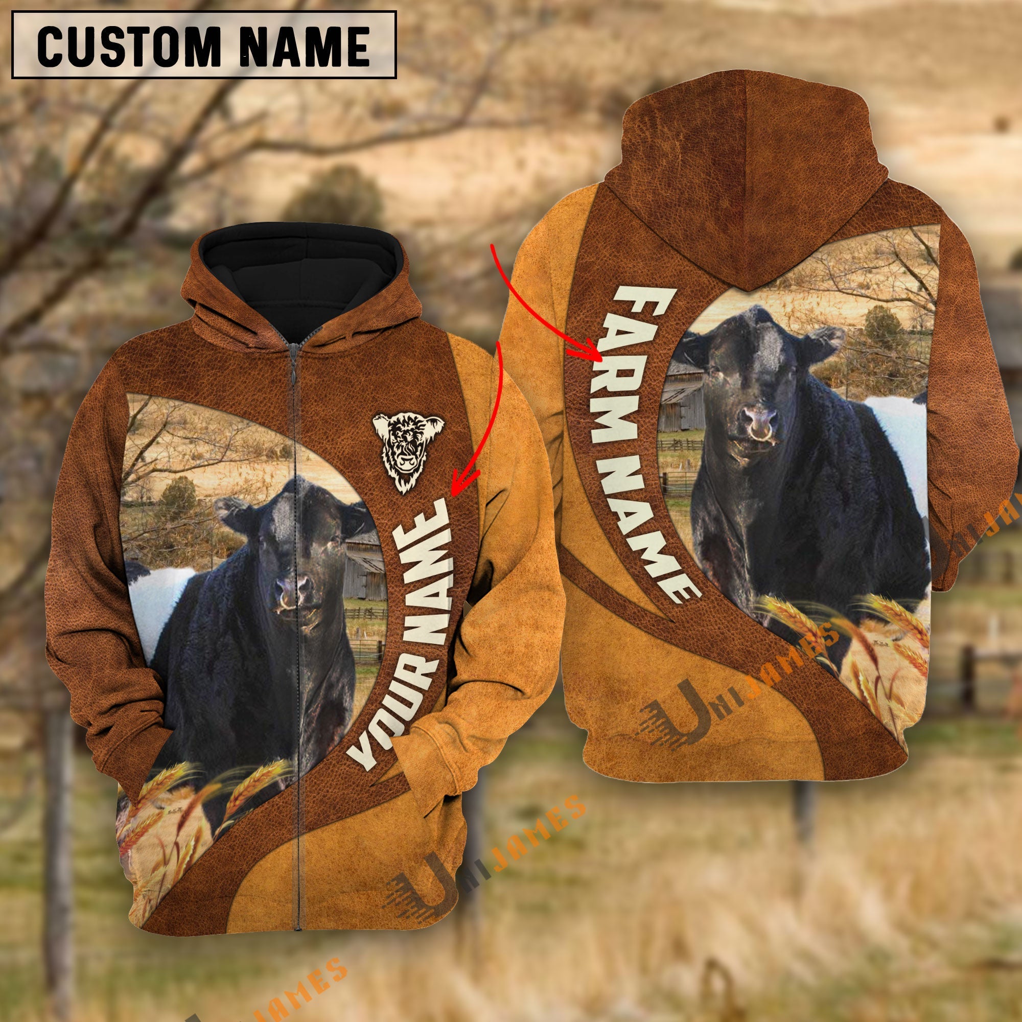 Belted Galloway Farming Life Personalized Name 3D Hoodie