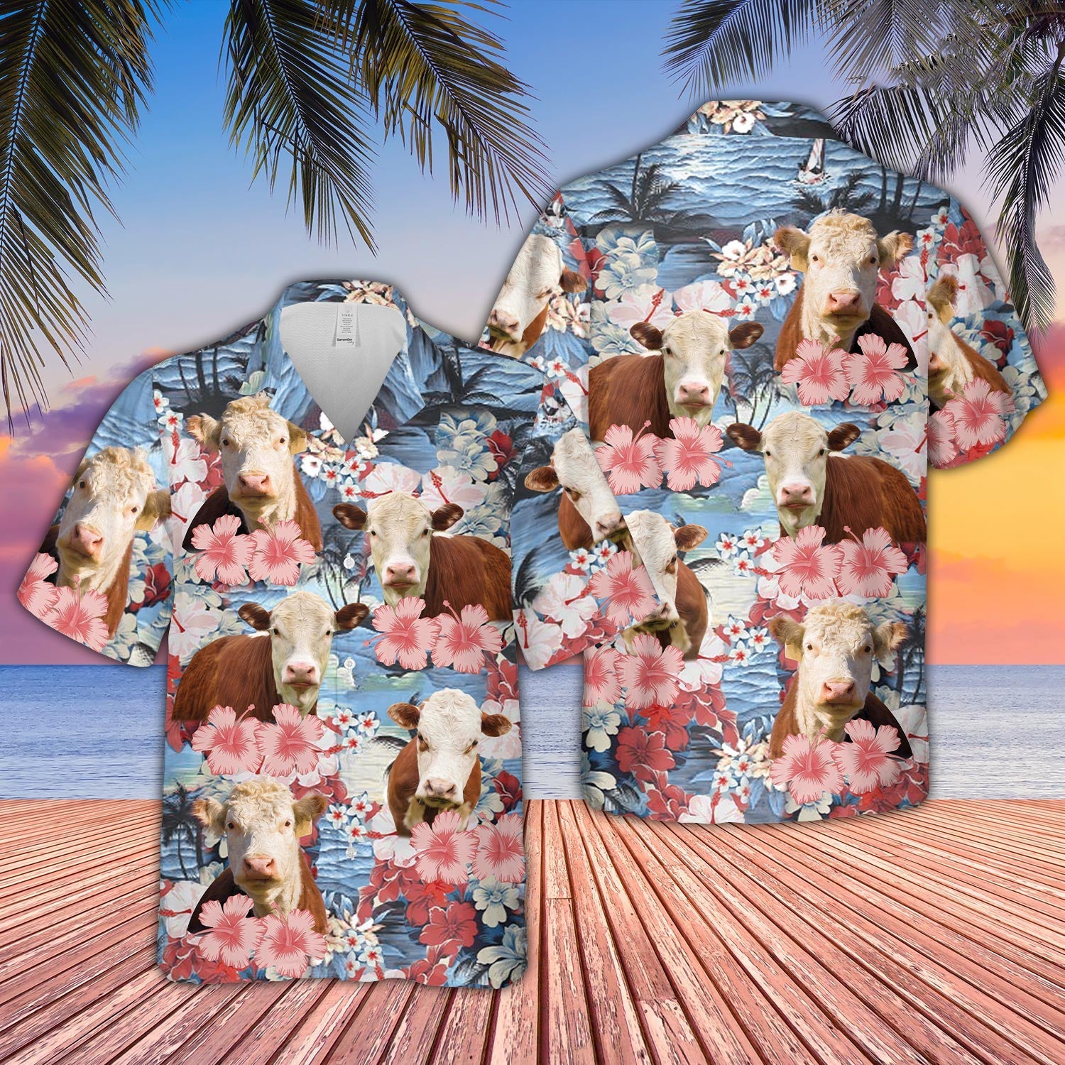 Hereford Flower Farming 3D Hawaiian Shirt