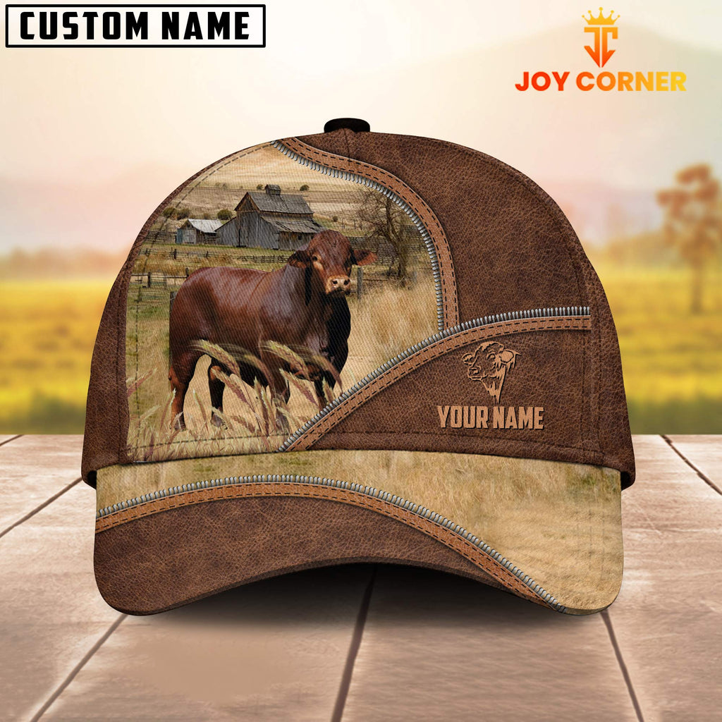 Beefmaster Zipper Leather Pattern Customized Name Cap