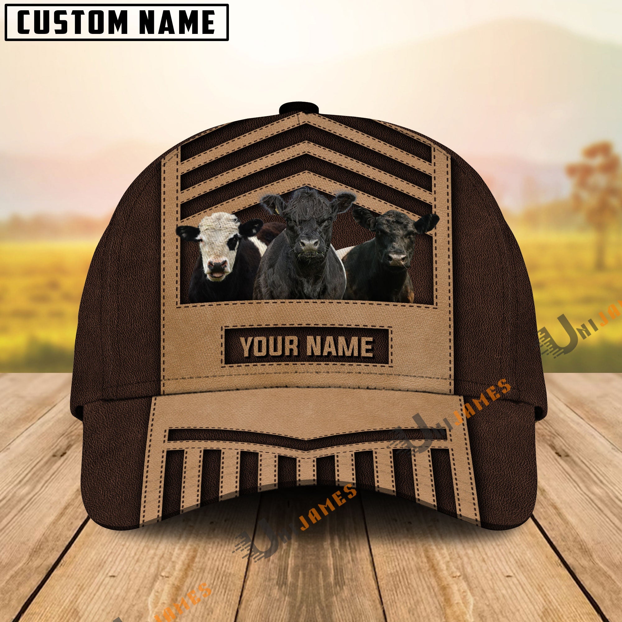 Belted Galloway Happiness Window Personalized Name 3D Cap