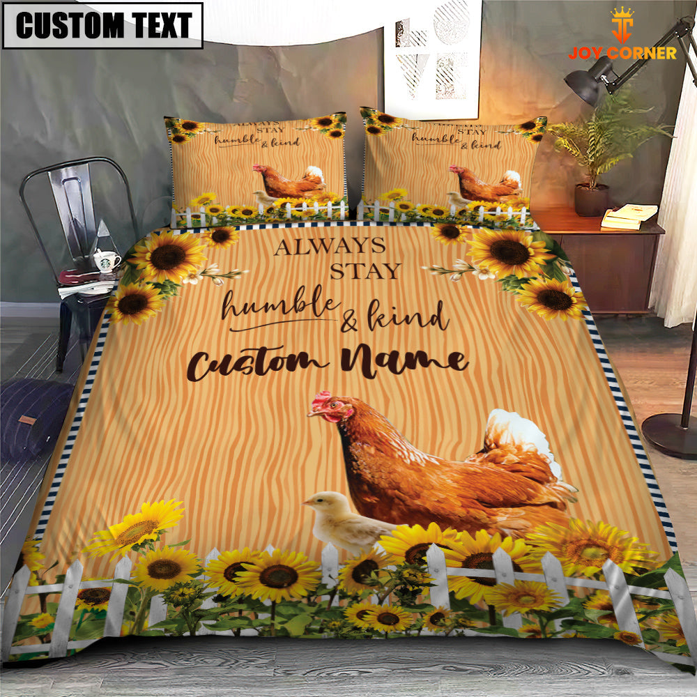 Chicken Stay Humble And Kind Custom Name Bedding Set