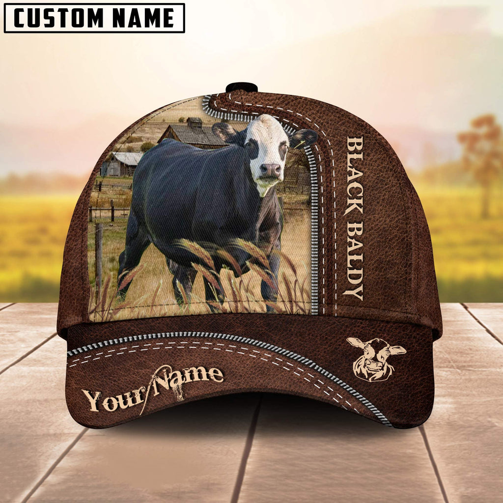 Black Baldy Customized Name Leather Pattern Cap