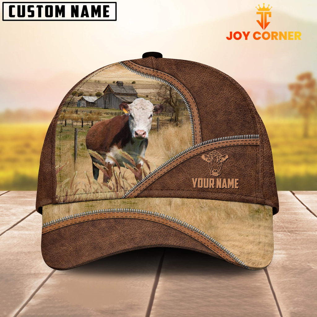 Hereford Zipper Leather Pattern Customized Name Cap