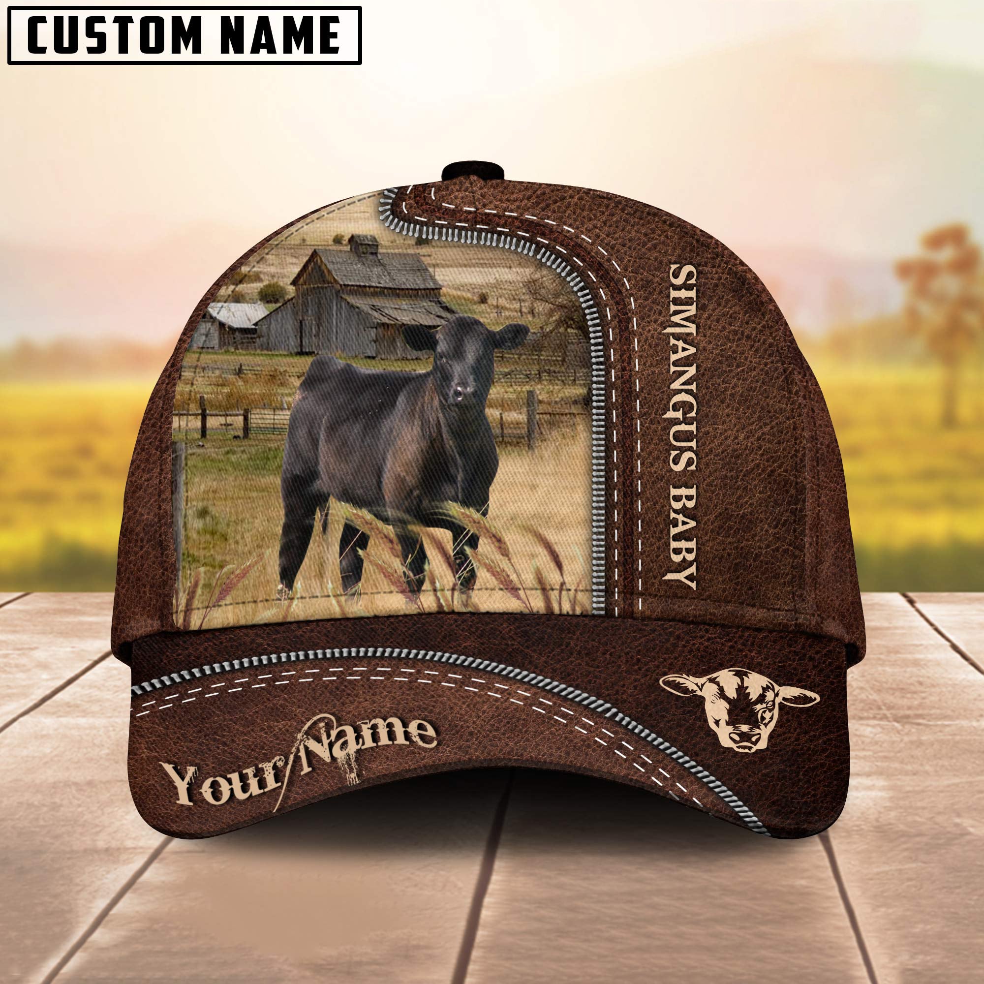 Sim Angus 2 Customized Name Leather Pattern Cap