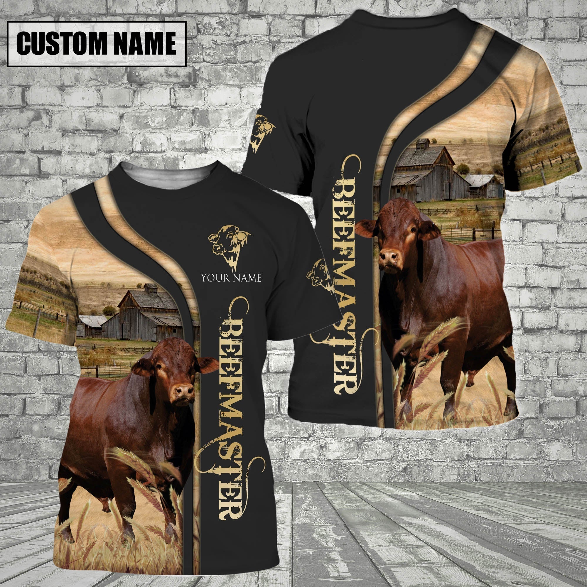 Customized Name Name Beefmaster On The Farm 3D T - Shirt 2023