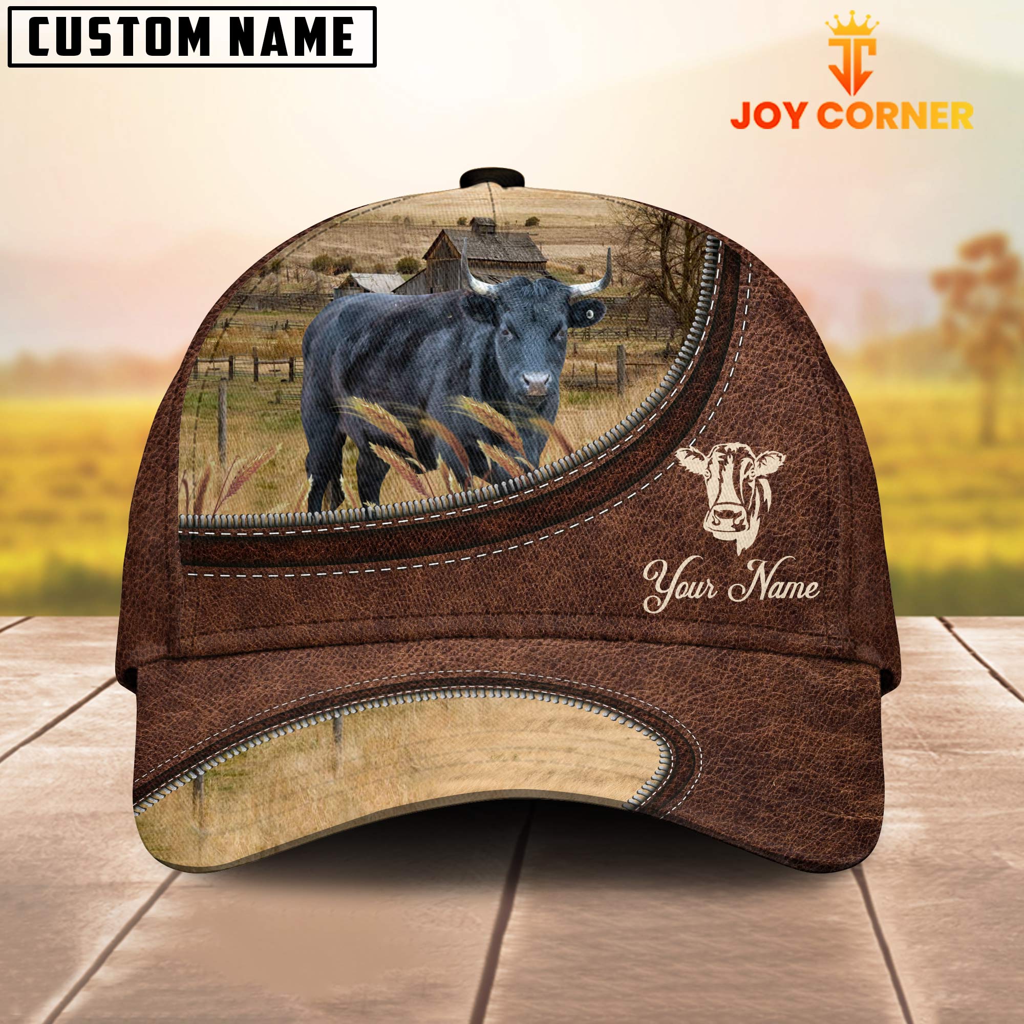 Dexter On The Farm Customized Name Leather Pattern Cap